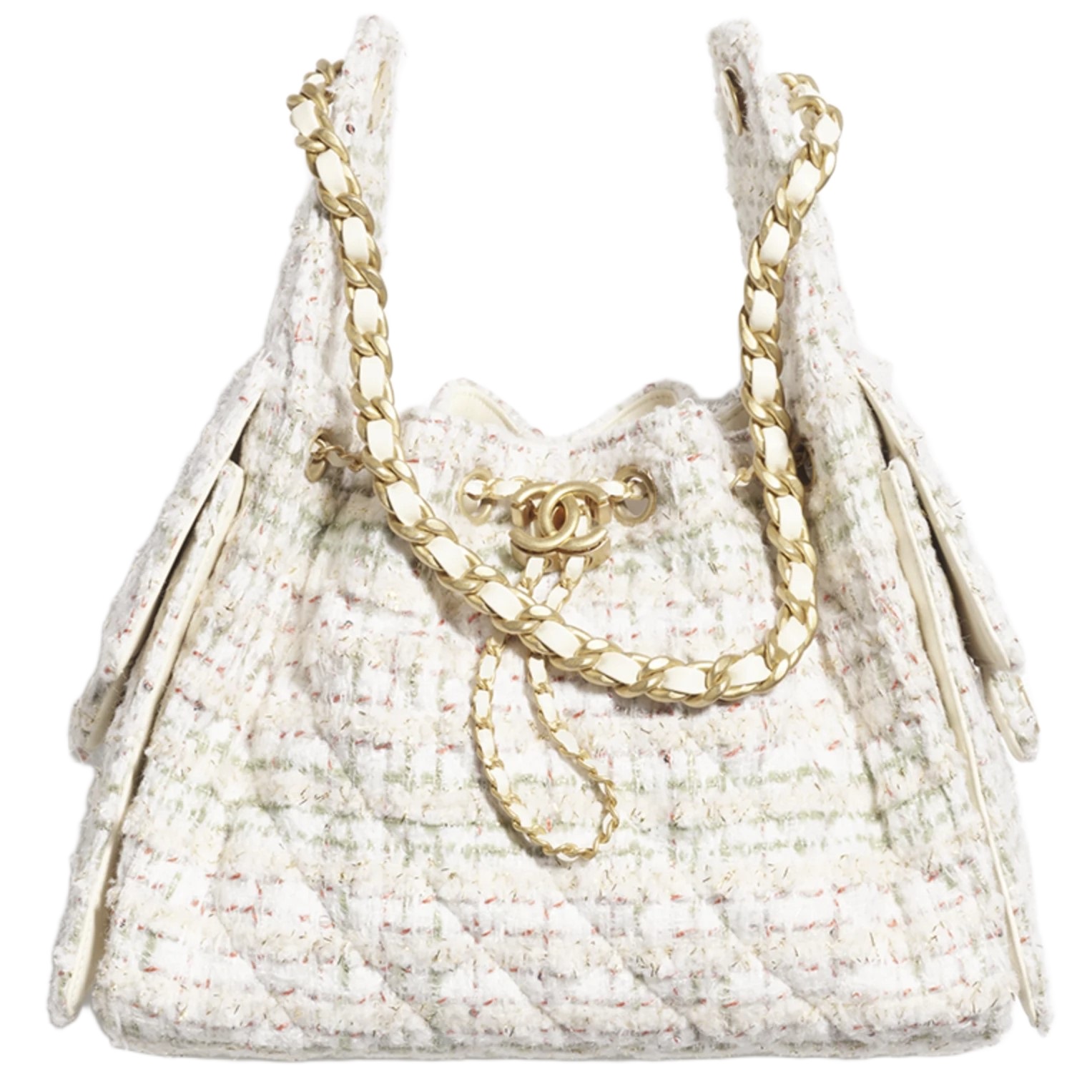 Túi xách Chanel 25 Small Handbag Wool Tweed Ecru Khaki 4