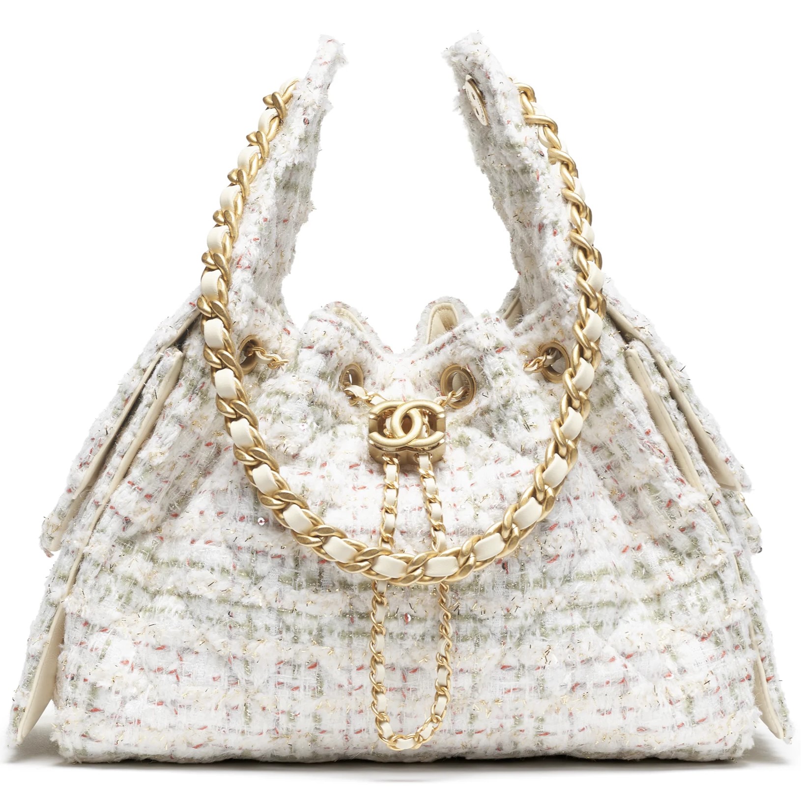 Túi xách Chanel 25 Small Handbag Wool Tweed Ecru Khaki 5