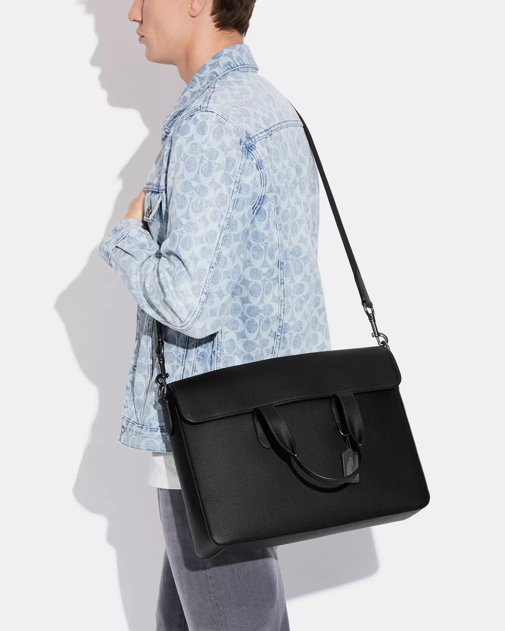 Cặp công sở Nam Coach Sullivan Portfolio Brief Gunmetal Black C9875 1