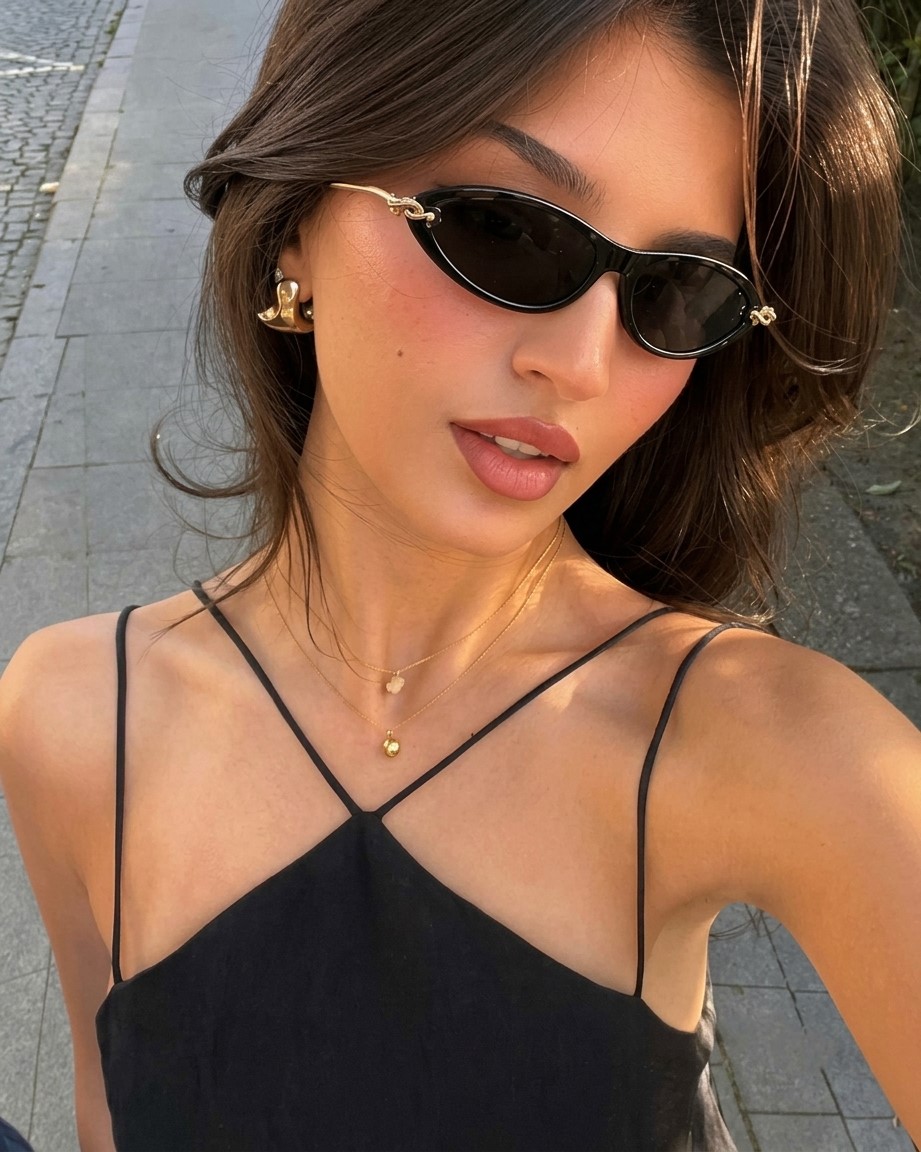 Kính mát Bottega Veneta Retro Narrow Cat Eye Sunglasses BV1390S 001 2