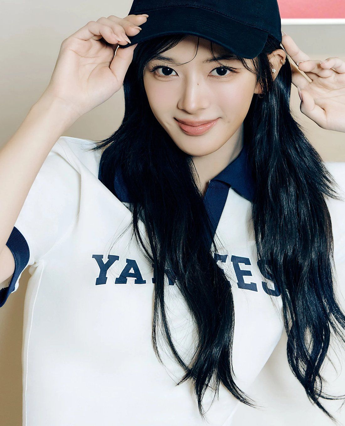 Đầm polo MLB Varsity Lettering Pique Dress NY New York Yankees Ivory 3FOPV0143-50IVS 1