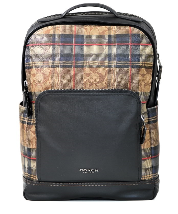 BALO NAM COACH GRAHAM BACKPACK IN SIGNATURE CANVAS WITH PLAID PRINT 8