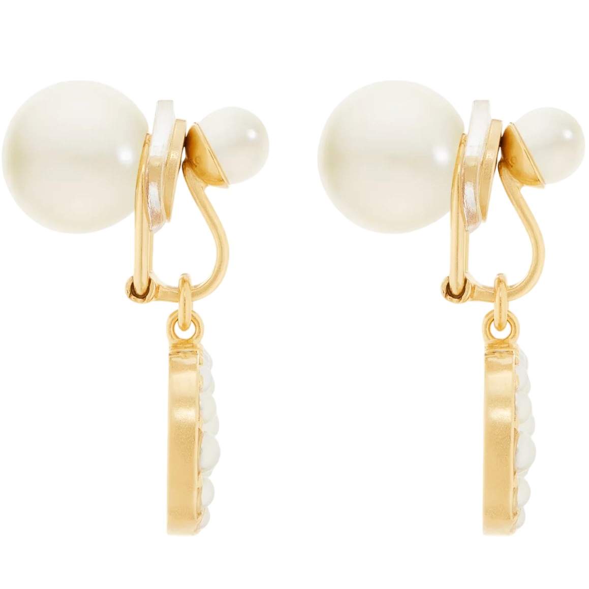 Hoa tai Dior Tribales Clip-On Earrings Gold-Finish Metal and White Resin Pearls 4
