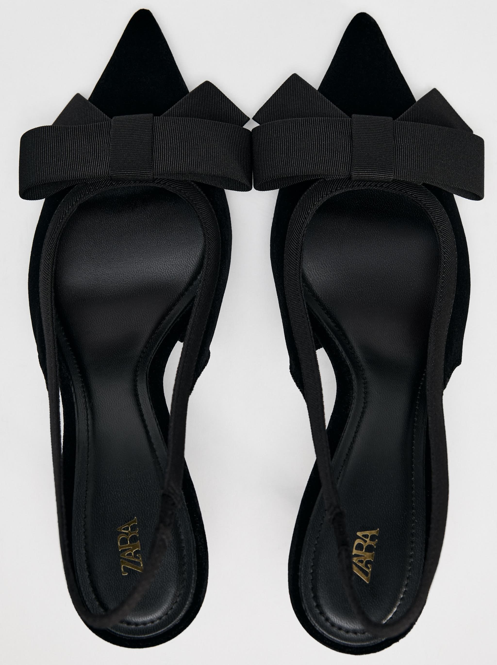 Giày Zara Velvet Effect Slingback With Bow Detail 5