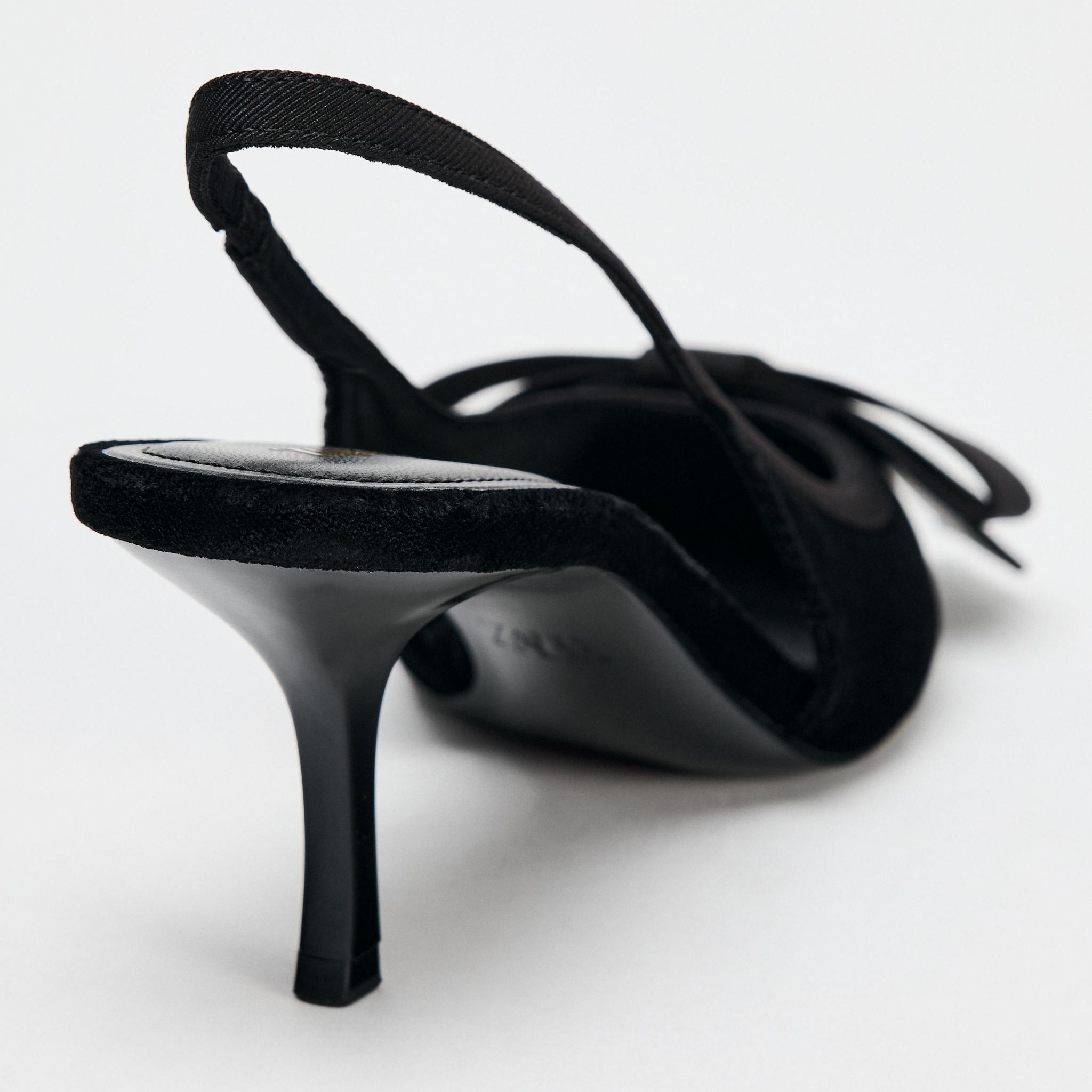 Giày Zara Velvet Effect Slingback With Bow Detail 8
