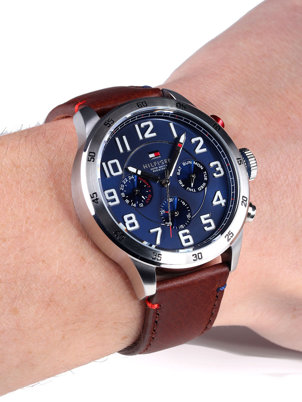Đồng hồ nam Tommy Hilfiger Trent Quartz Blue Dial Brown Leather Strap Watch for Men 1791066 1
