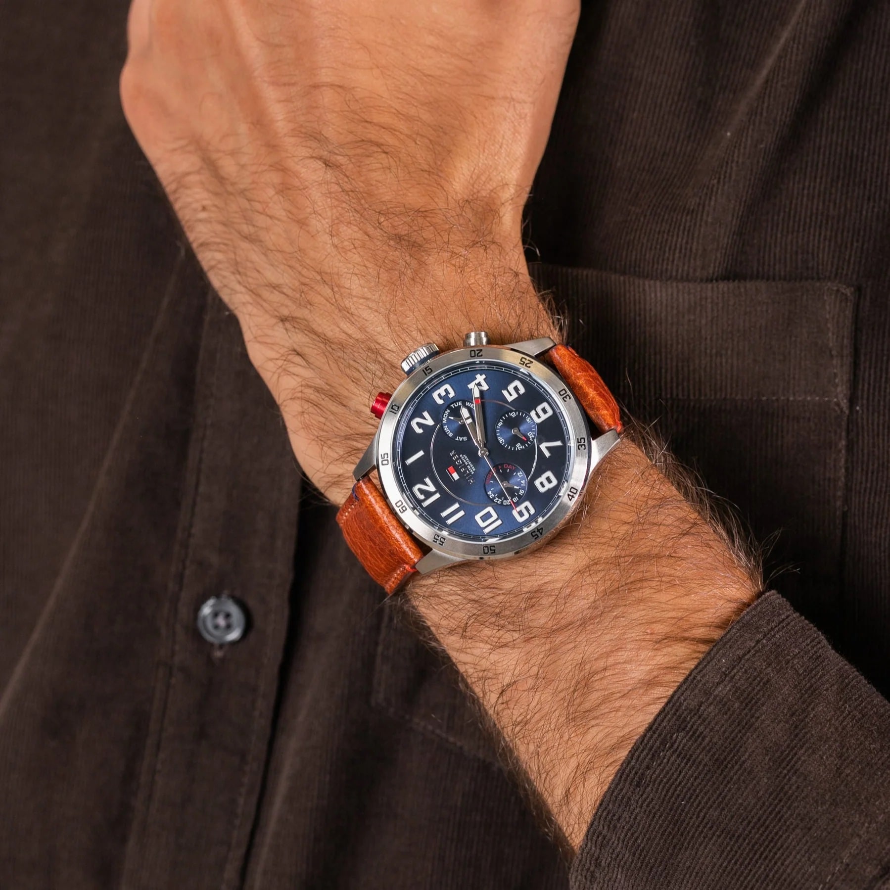 Đồng hồ nam Tommy Hilfiger Trent Quartz Blue Dial Brown Leather Strap Watch for Men 1791066 13
