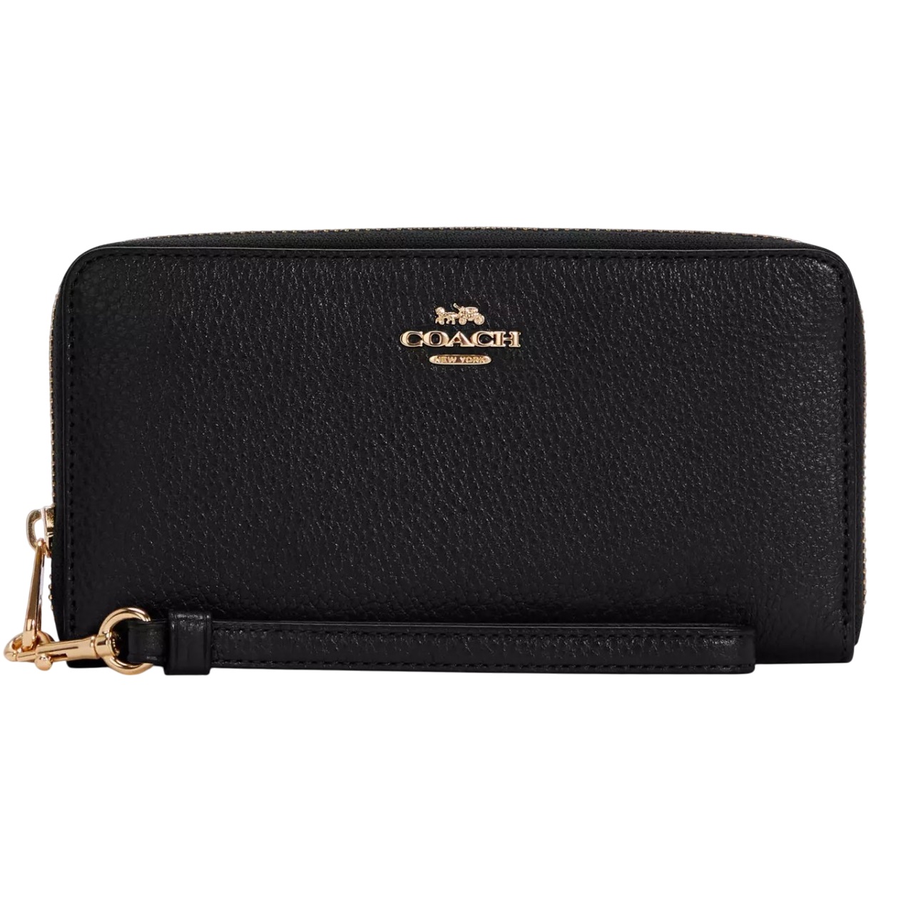 Ví Coach dài Long Zip Around Wallet Pebbled Leather Black C4451 3