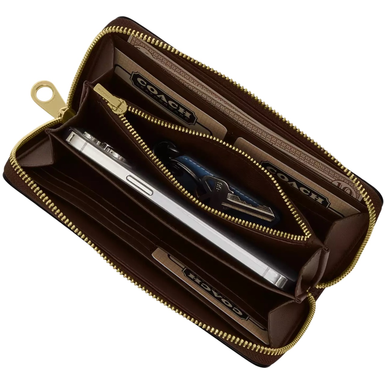Ví Coach dài Long Zip Around Wallet Pebbled Leather Black C4451 5