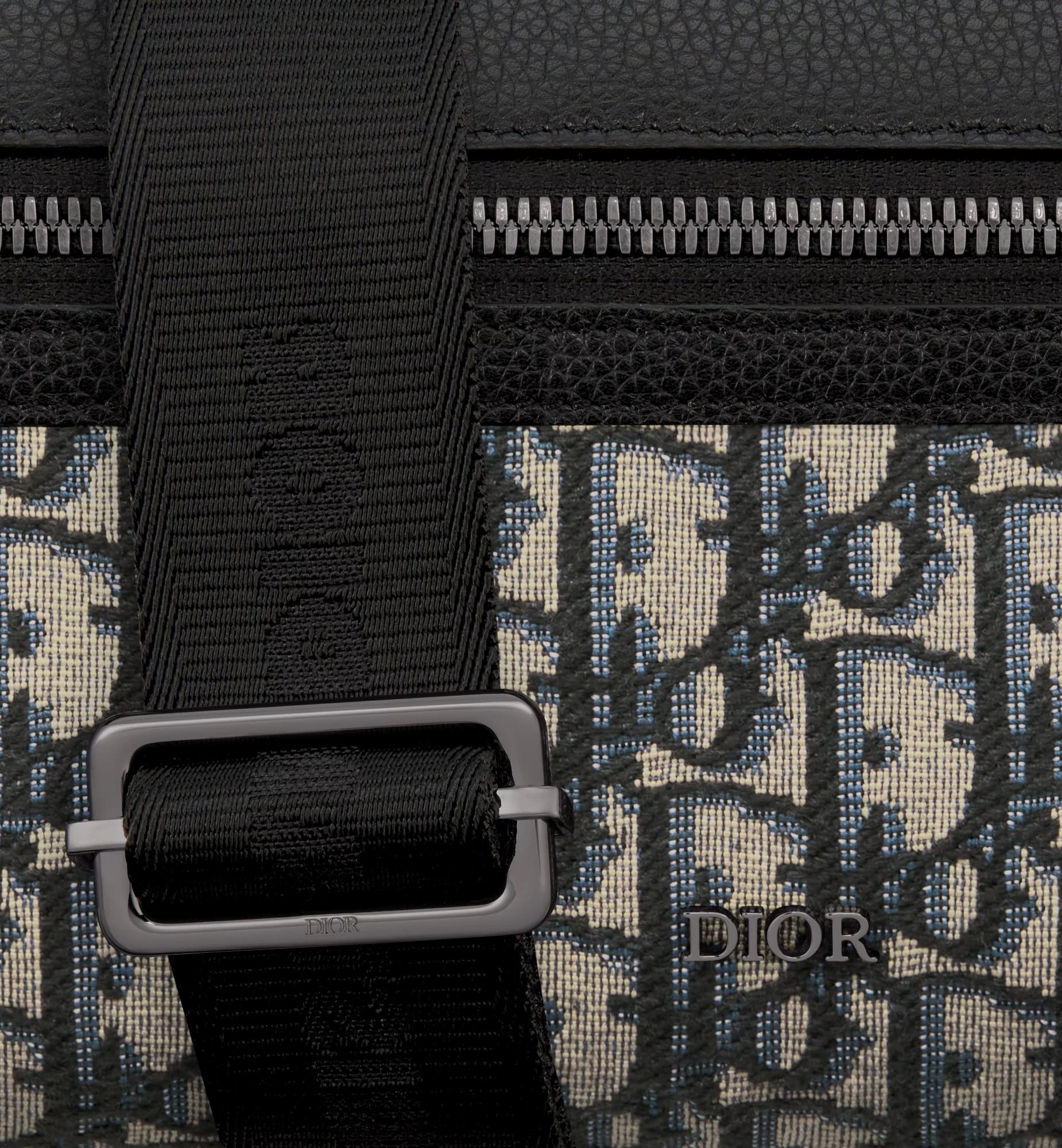 Túi Dior Nam Rider 2.0 Zipped Messenger Bag Beige and Black Dior Oblique Jacquard 1