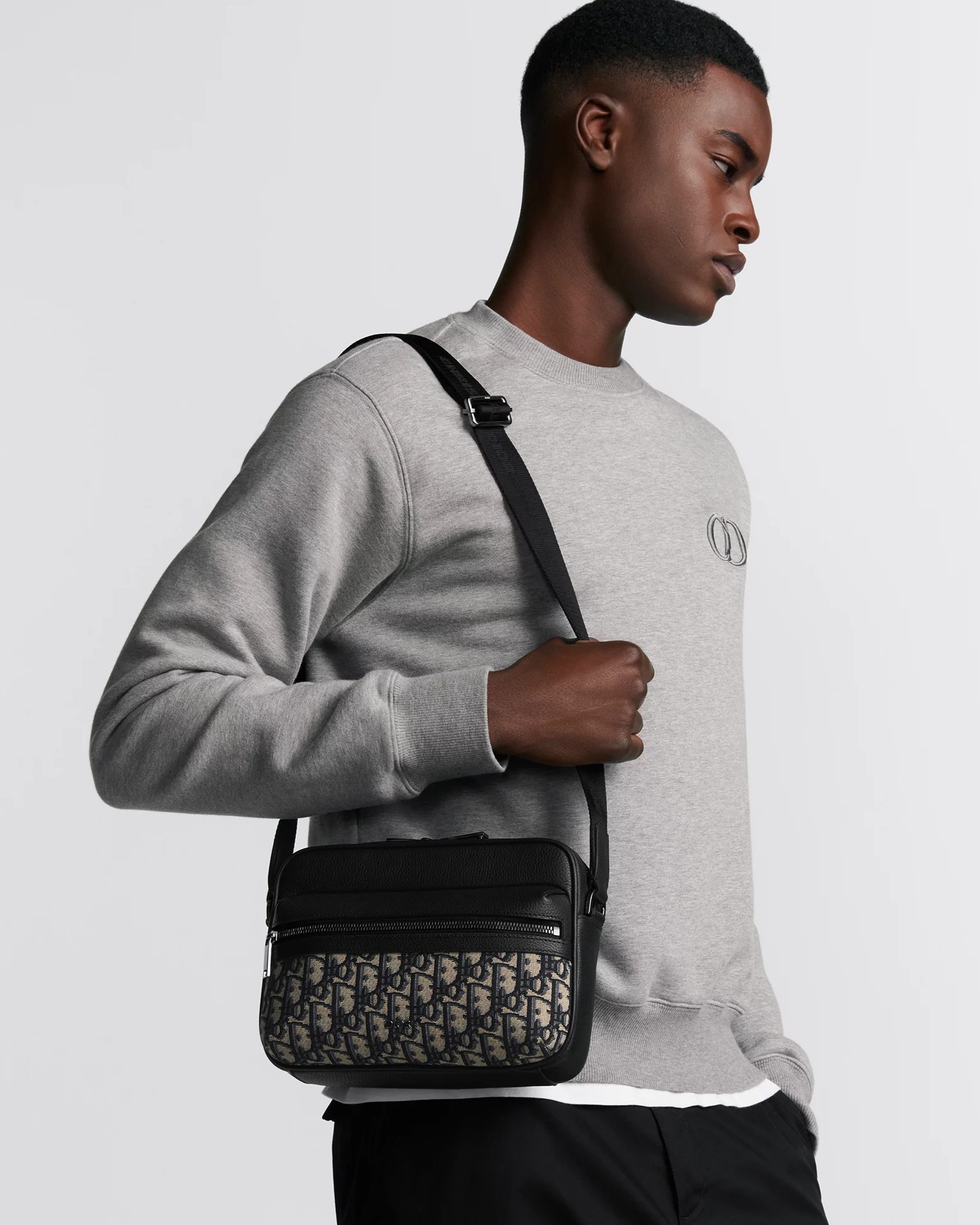 Túi Dior Nam Rider 2.0 Zipped Messenger Bag Beige and Black Dior Oblique Jacquard 5