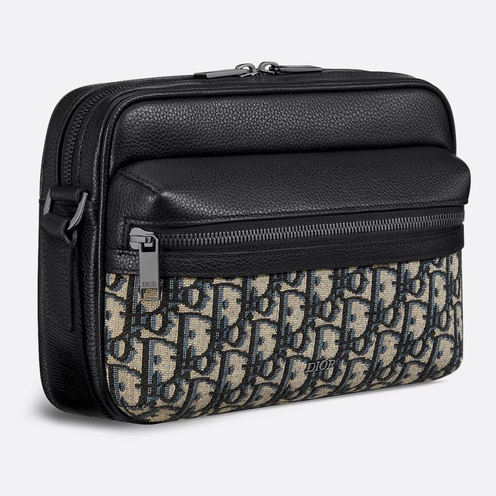 Túi Dior Nam Rider 2.0 Zipped Messenger Bag Beige and Black Dior Oblique Jacquard 2