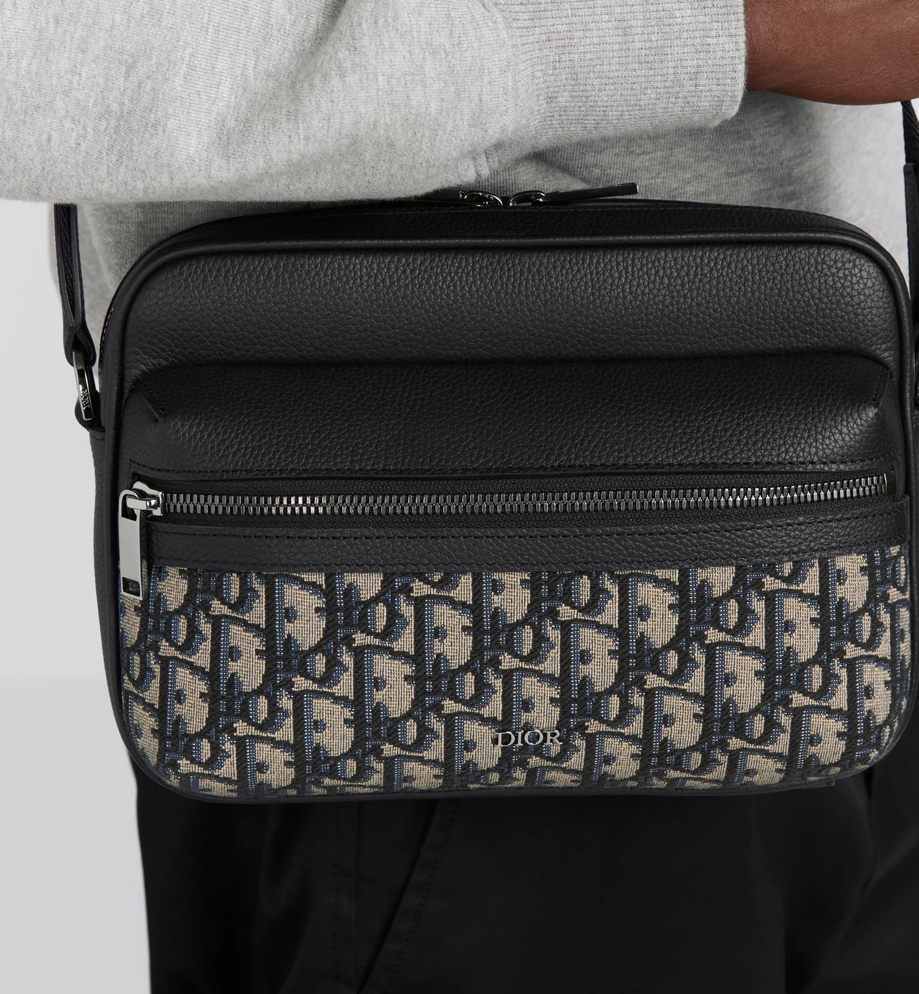 Túi Dior Nam Rider 2.0 Zipped Messenger Bag Beige and Black Dior Oblique Jacquard 8