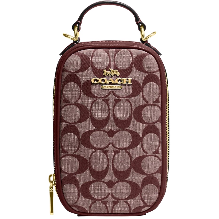 Túi đeo điện thoại Coach Eva Phone Crossbody In Signature Chambray Wine Multi Dark Red CH152 4