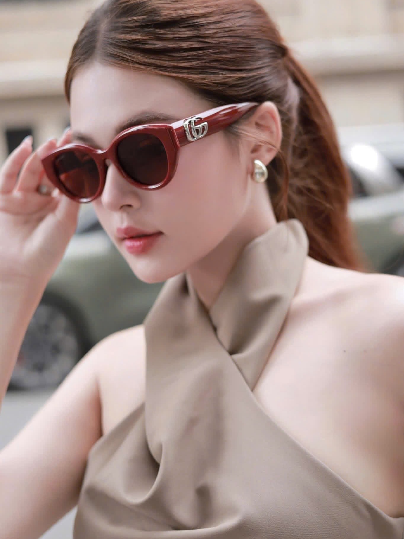 Mắt kính Gucci Low Nose Bridge Fit Sunglasses Rosso Ancora Red GG1976SK 2