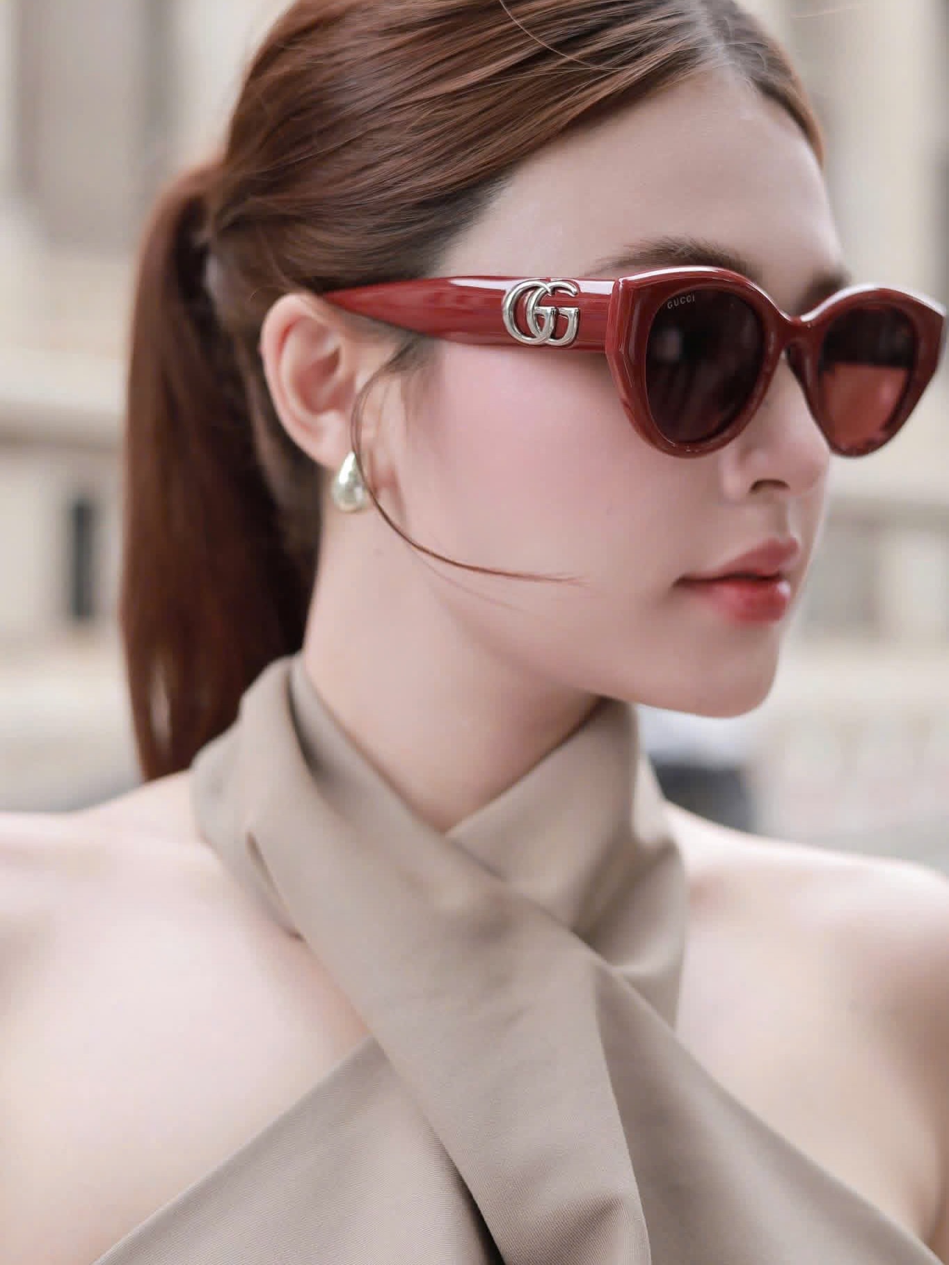 Mắt kính Gucci Low Nose Bridge Fit Sunglasses Rosso Ancora Red GG1976SK 12