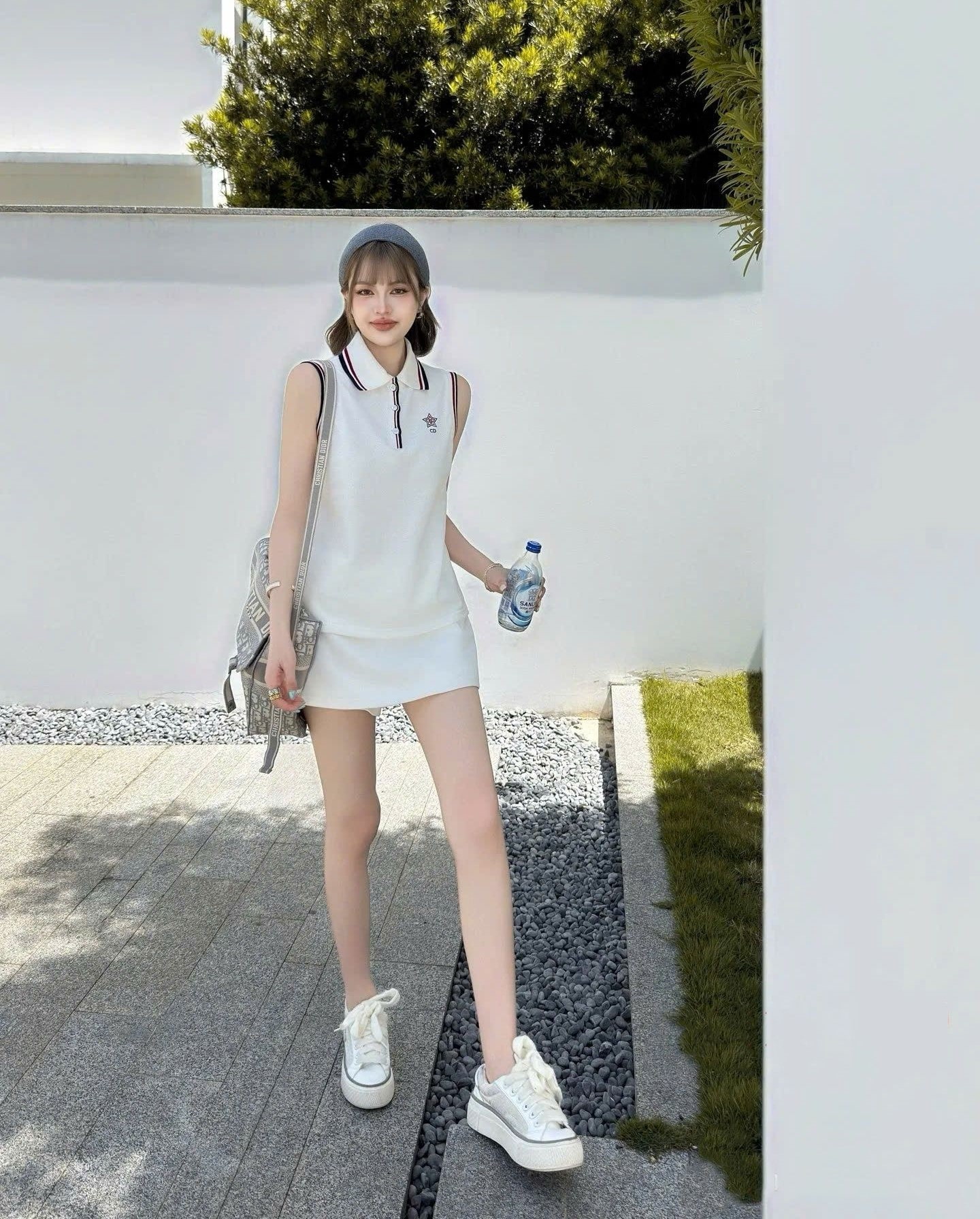 Set bộ Dior Vibe Tank Top White Cotton-Blend Jersey with Three-Tone Signature 6