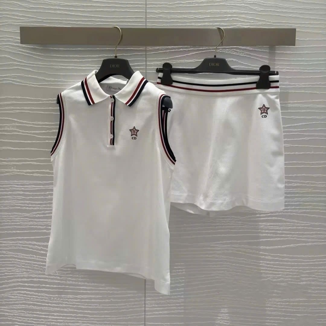 Set bộ Dior Vibe Tank Top White Cotton-Blend Jersey with Three-Tone Signature 8