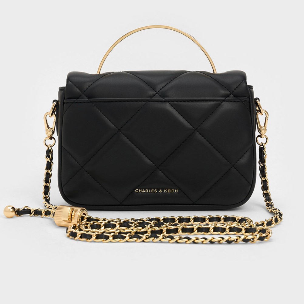 TÚI XÁCH NỮ CHARLES KEITH QUILTED BOXY TOP HANDLE BAG BLACK CK17-50671661 6