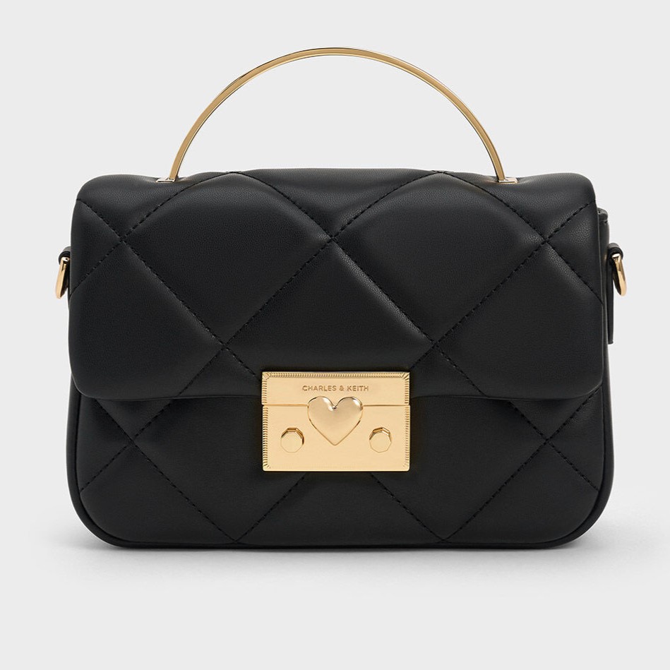 TÚI XÁCH NỮ CHARLES KEITH QUILTED BOXY TOP HANDLE BAG BLACK CK17-50671661 8