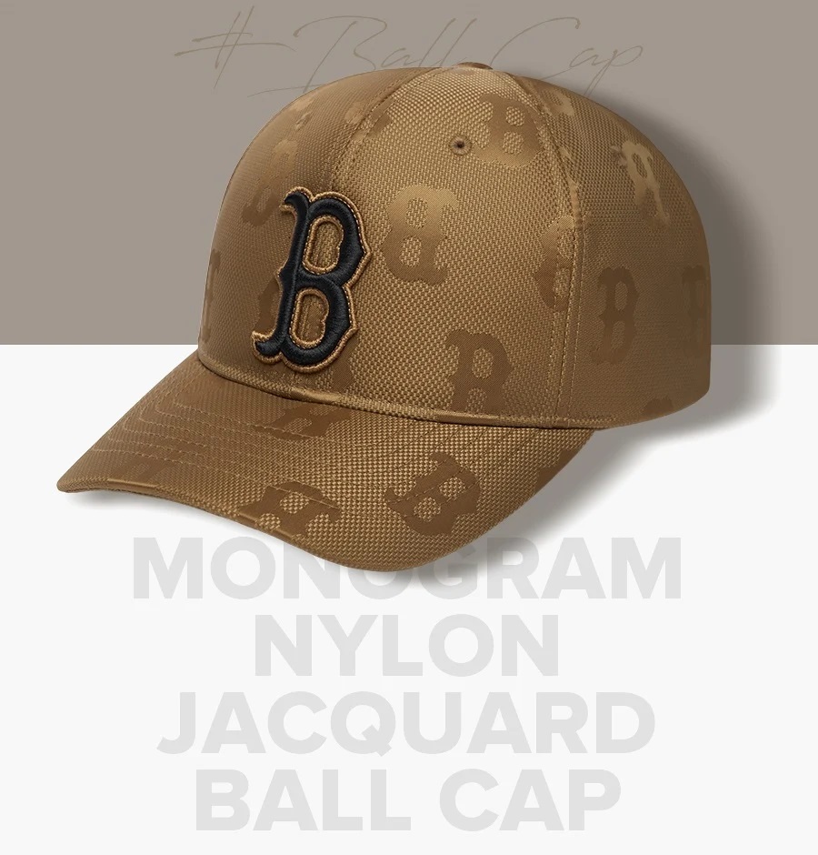 NÓN BÓNG CHÀY MLB MONOGRAM NYLON JACQUARD BOSTON RED SOX D.BEIGE 4