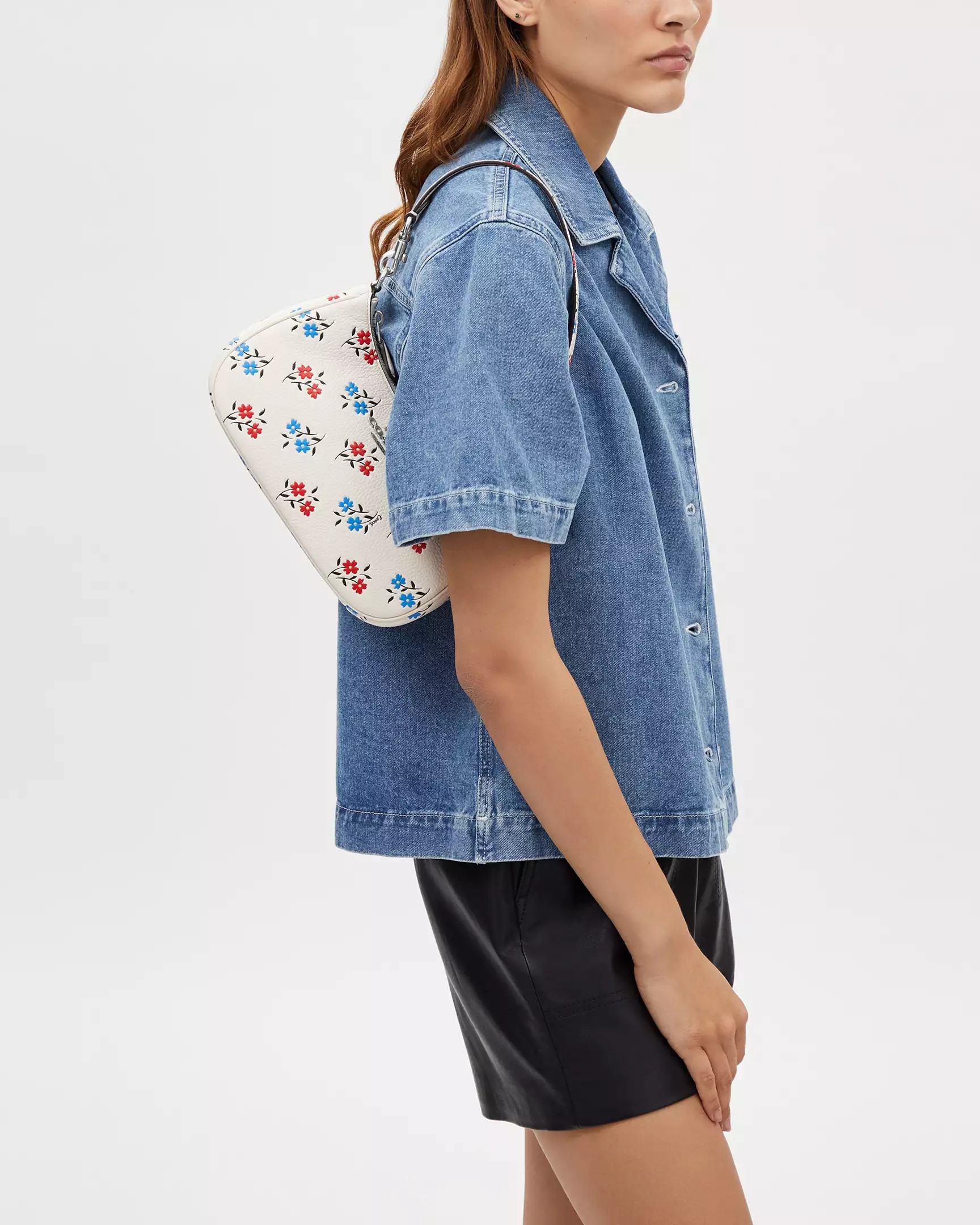 TÚI KẸP NÁCH COACH IN HOA TERI SHOULDER BAG WITH FLORAL PRINT CT830 6