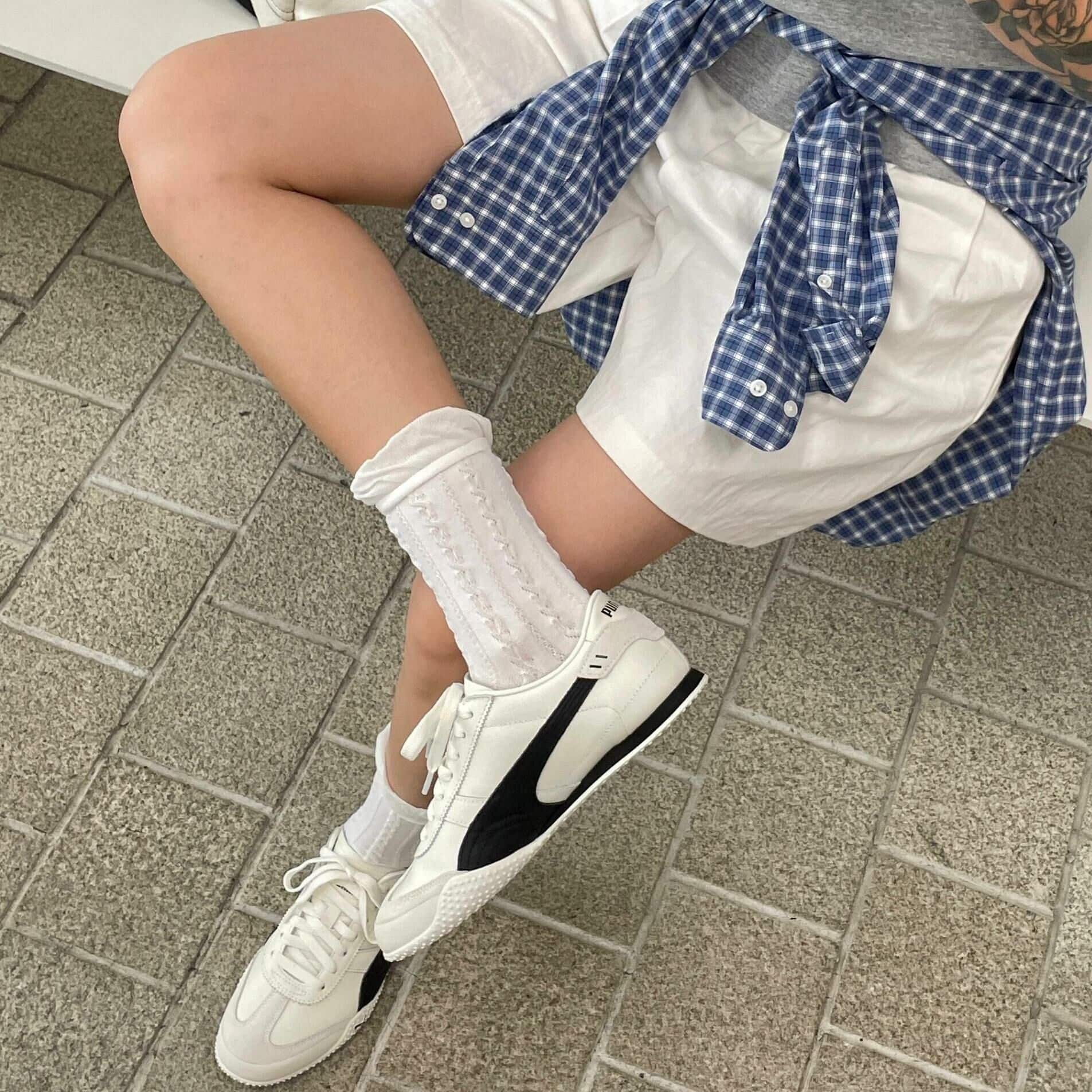 Giày Puma Bella Leather Sneakers Warm White Black 405256-01 7