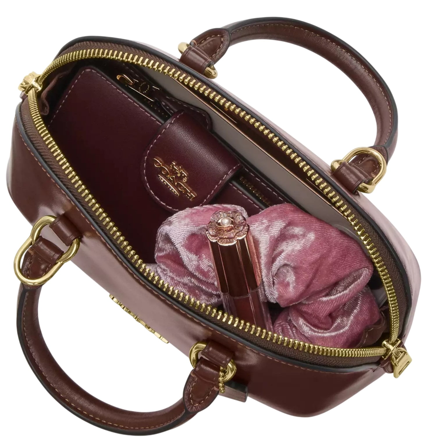 Túi Coach hến Lara Mini Satchel Bag Maple CEA01 2