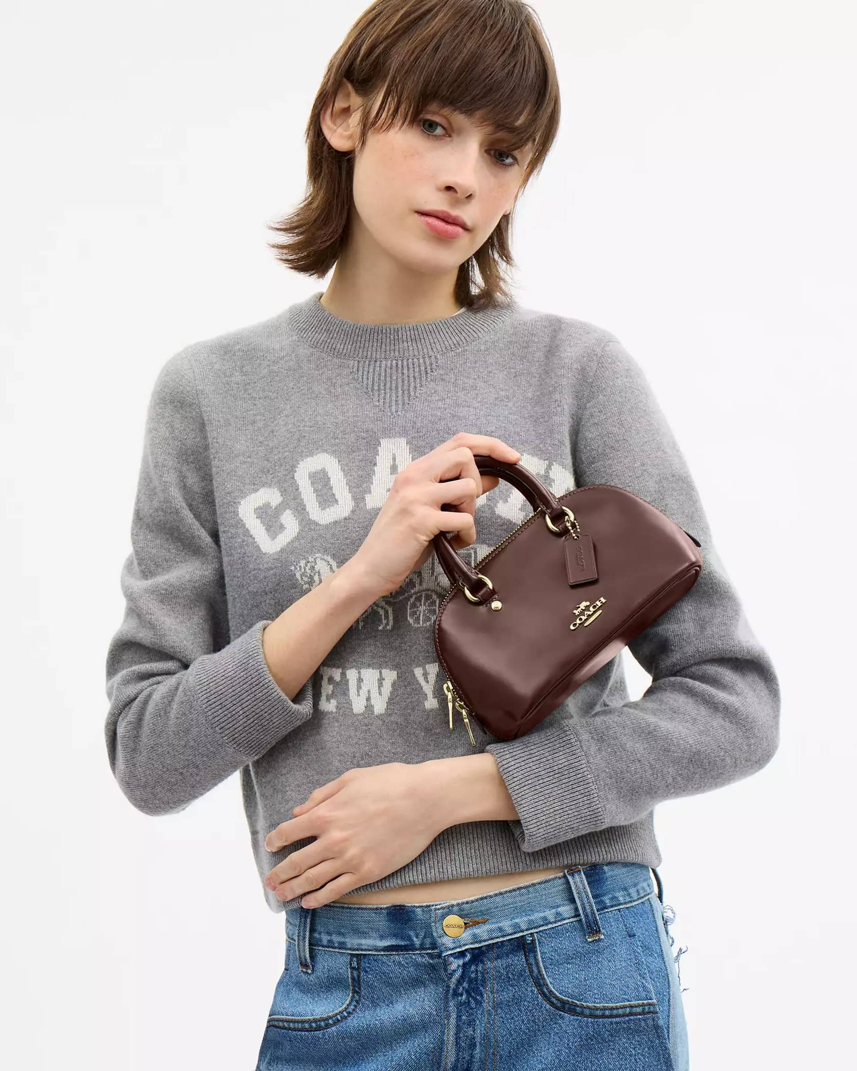 Túi Coach hến Lara Mini Satchel Bag Maple CEA01 7
