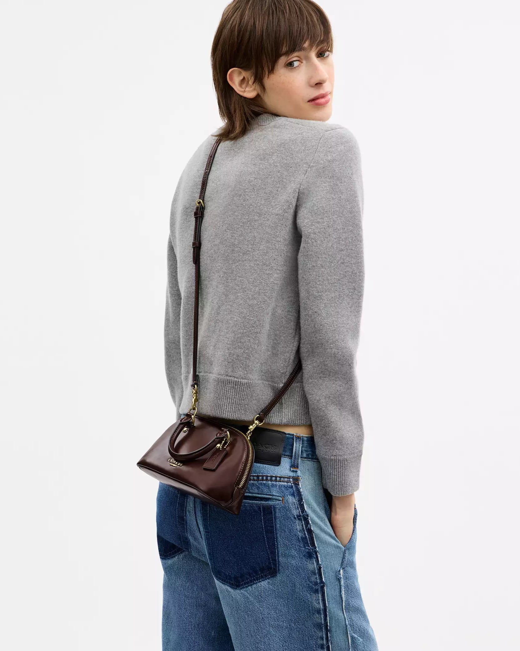 Túi Coach hến Lara Mini Satchel Bag Maple CEA01 10