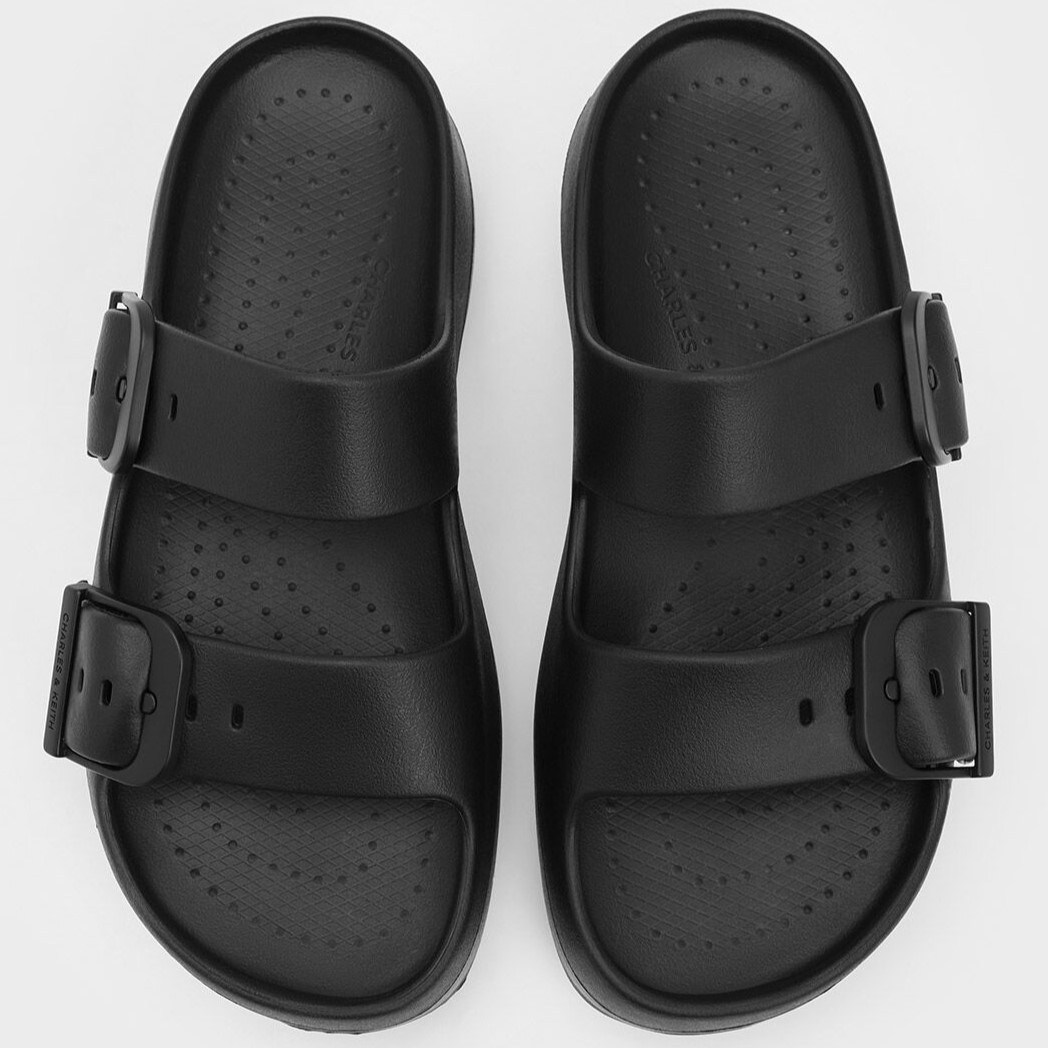 Dép Sandals nữ Charles Keith Bunsy Double-Strap Sports Sandals Black CK1-71650004 7