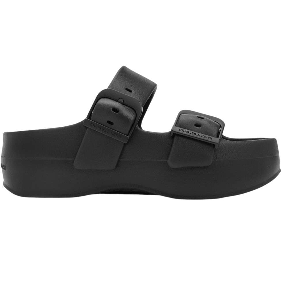 Dép Sandals nữ Charles Keith Bunsy Double-Strap Sports Sandals Black CK1-71650004 2