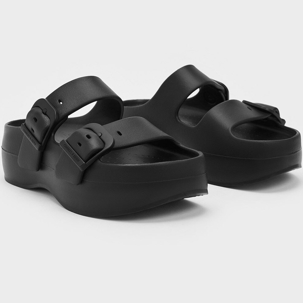 Dép Sandals nữ Charles Keith Bunsy Double-Strap Sports Sandals Black CK1-71650004 3