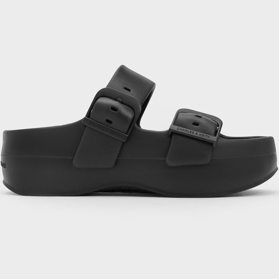 Dép Sandals nữ Charles Keith Bunsy Double-Strap Sports Sandals Black CK1-71650004 5