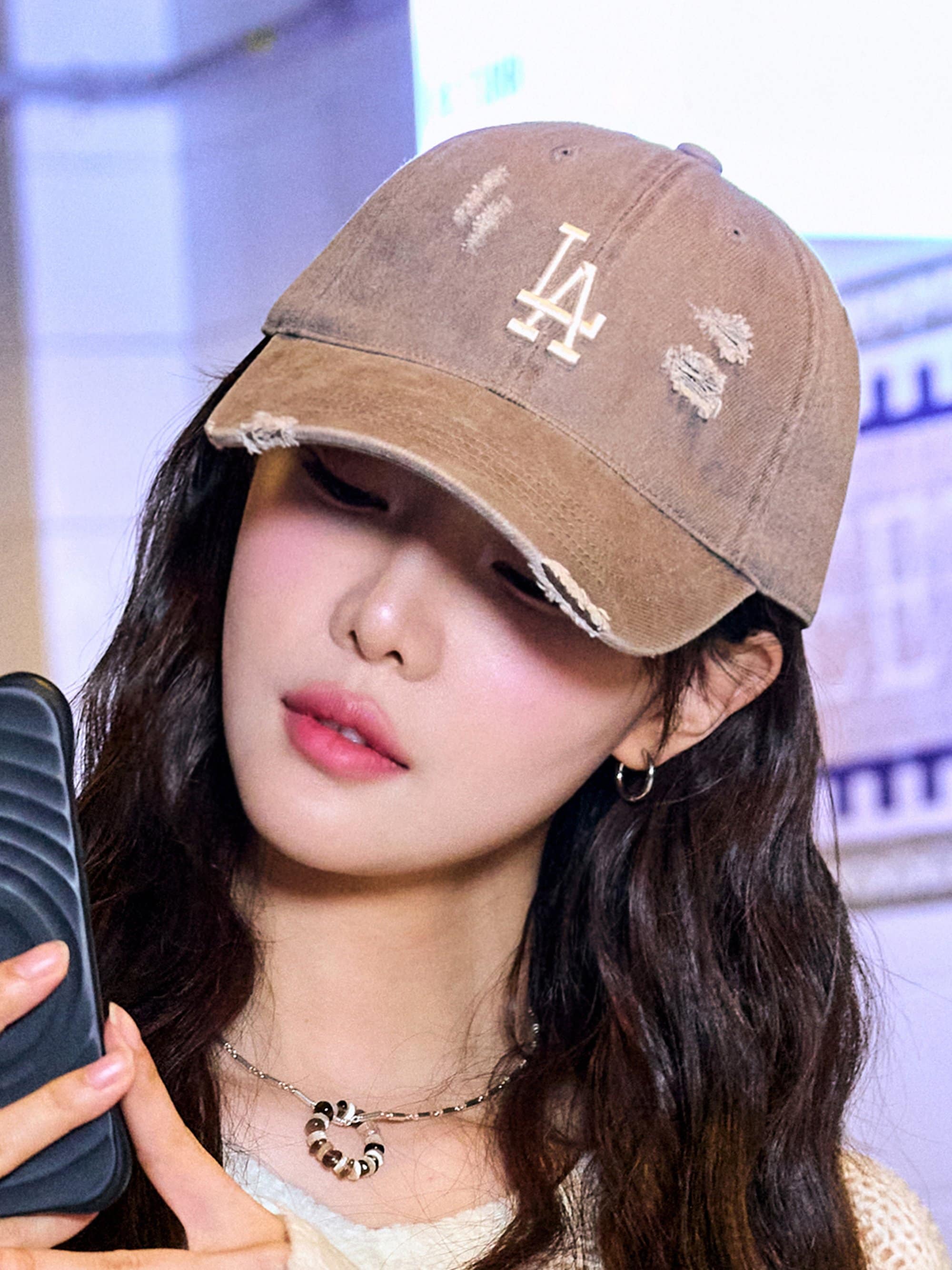 Mũ Lưỡi Trai MLB Damage Washed Unstructured Ball Cap LA Dodgers Brown 3ACPVV34N-07BRL 14