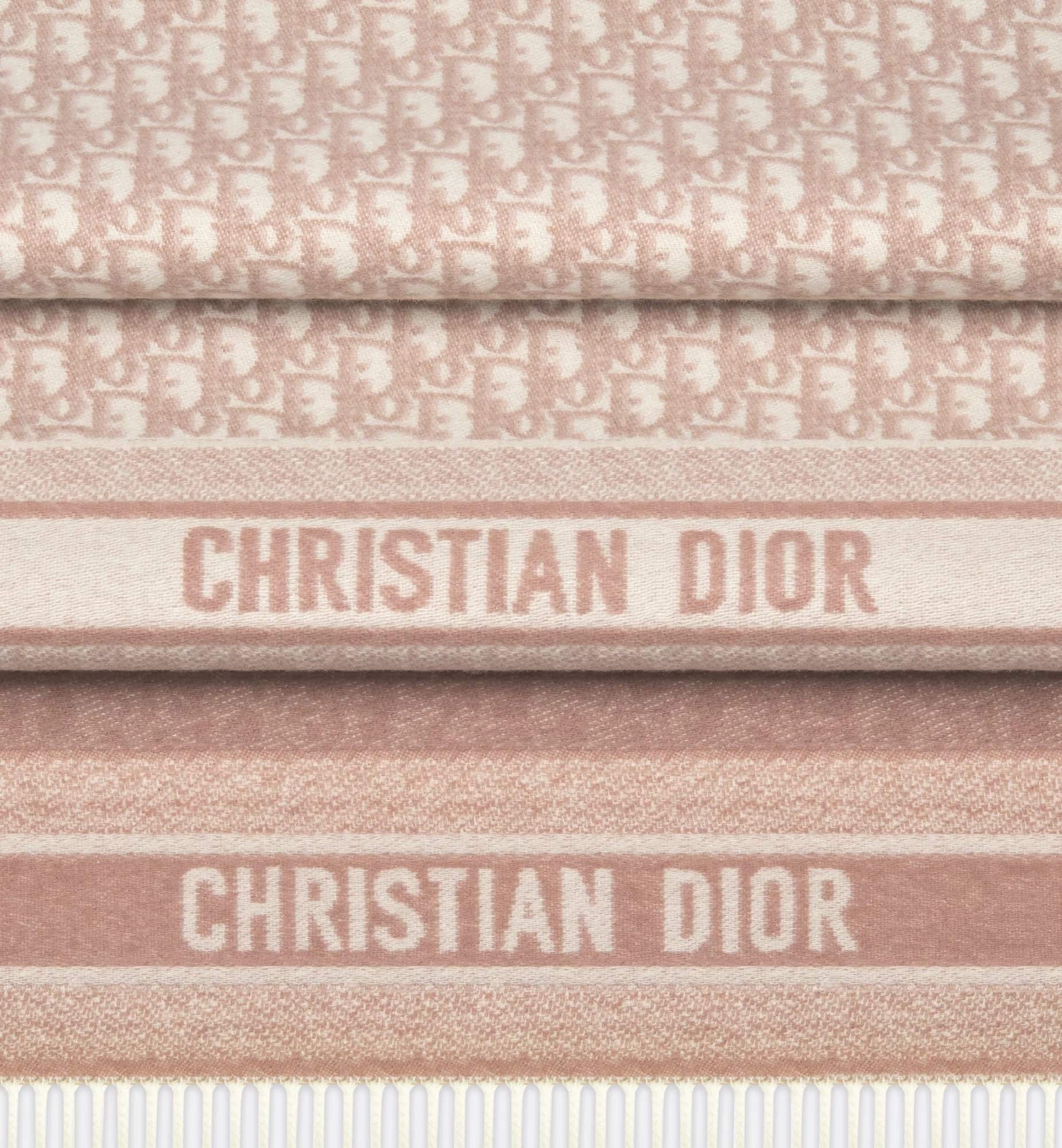 Khăn choàng Dior Oblique Scarf Ecru and Rose des Vents Cashmere 1