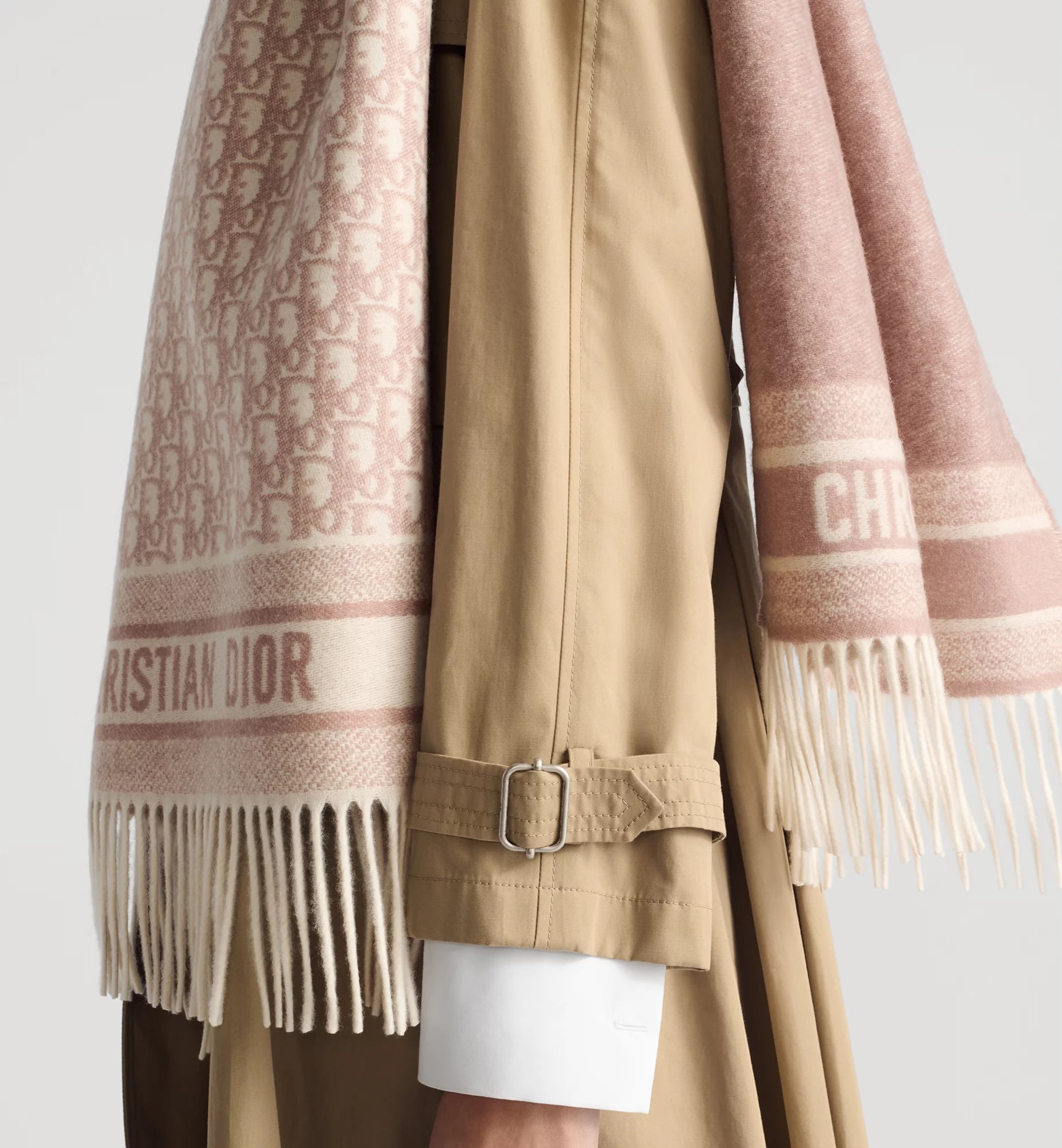 Khăn choàng Dior Oblique Scarf Ecru and Rose des Vents Cashmere 5