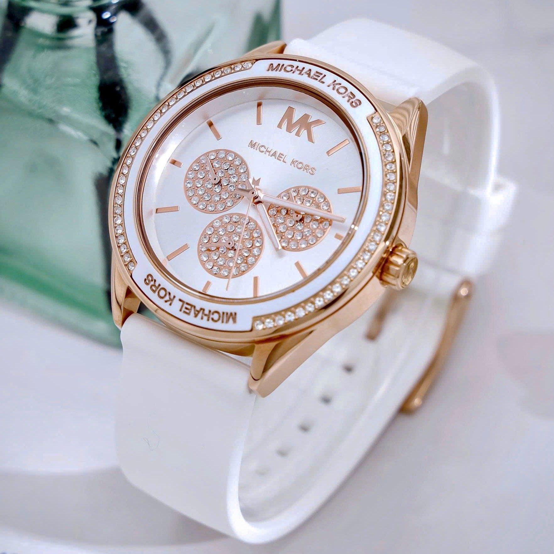 Đồng hồ nữ Michael Kors Oversized Rose Gold-tone Sports Watch With Silicone Strap MK6945 5