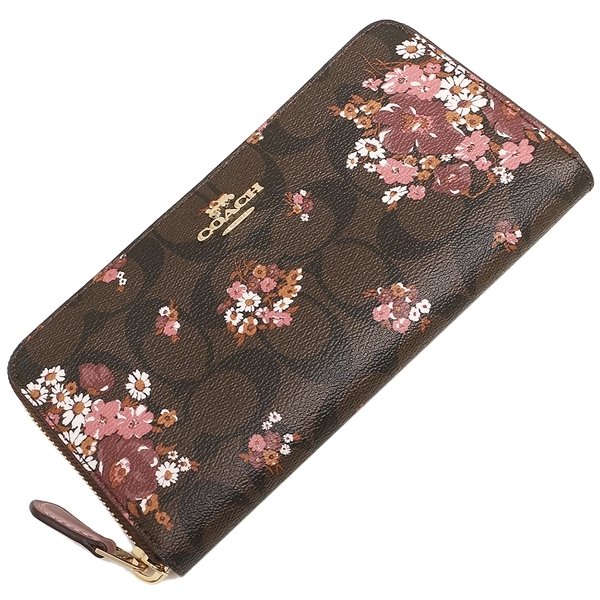 VÍ NỮ DÀI IN HOA COACH ACCORDION ZIP WALLET IN SIGNATURE CANVAS WITH MEDLEY BOUQUET PRINT 2