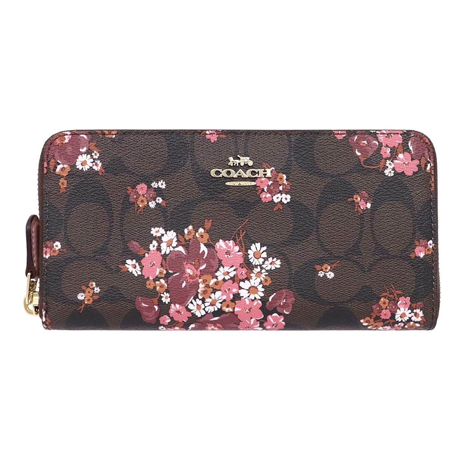 VÍ NỮ DÀI IN HOA COACH ACCORDION ZIP WALLET IN SIGNATURE CANVAS WITH MEDLEY BOUQUET PRINT 14