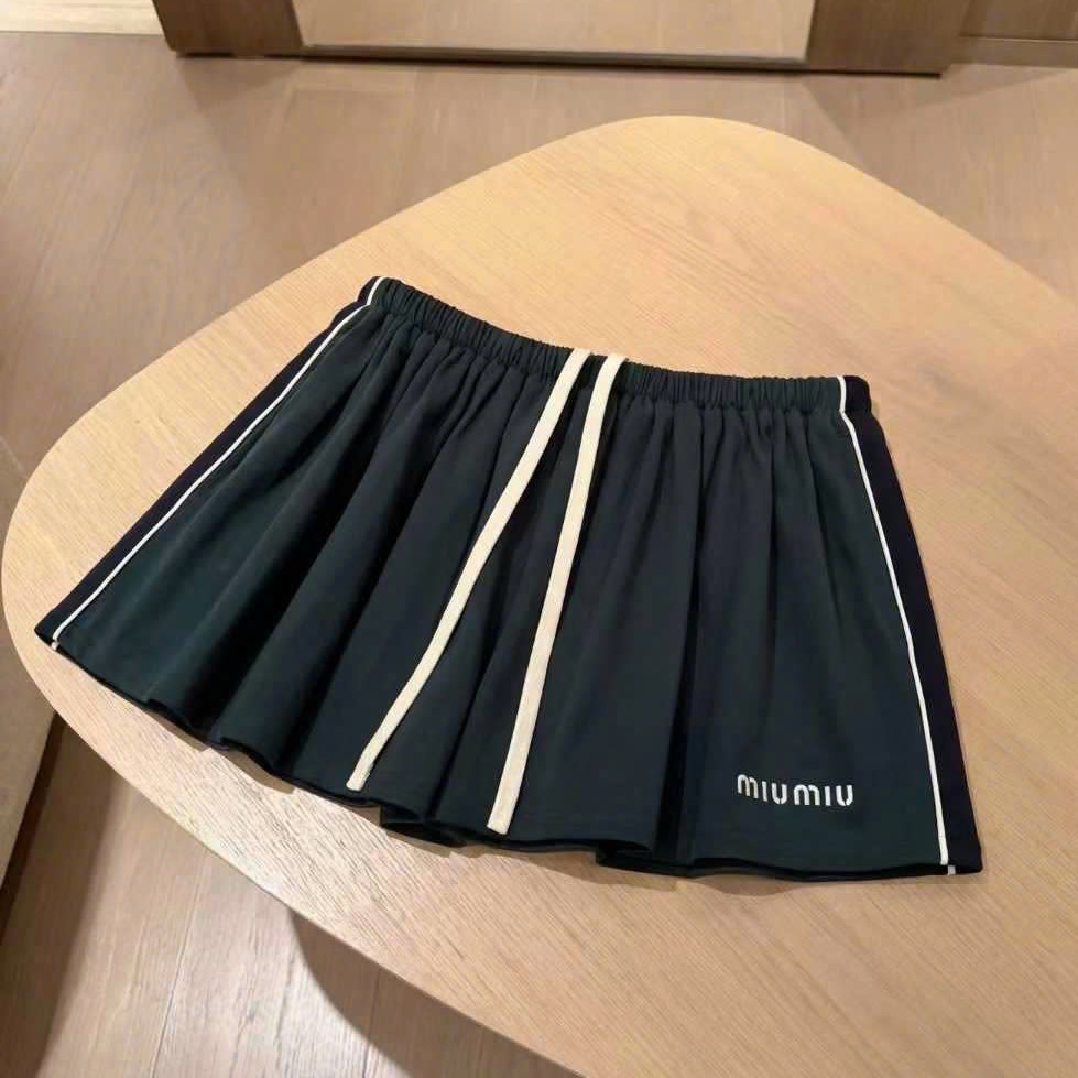 Set áo có cổ váy xếp ly thun xanh lá Miu Miu 10