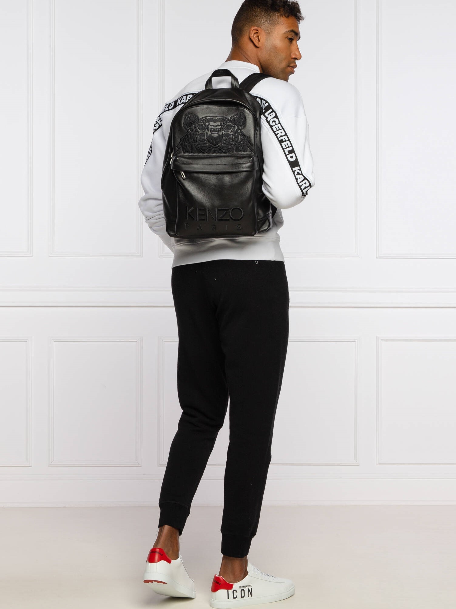 Balo Kenzo Small Leather Rucksack Black Backpack 10