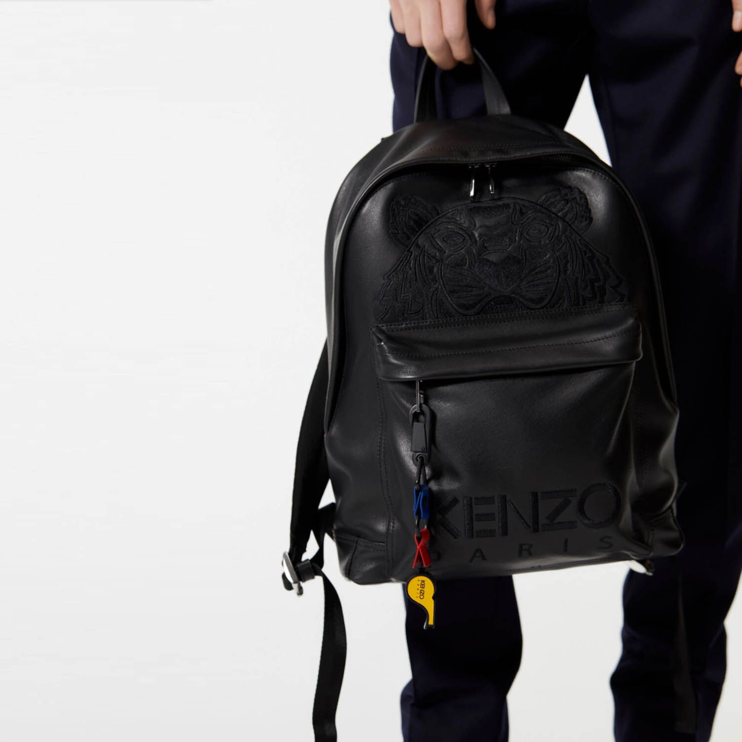 Balo Kenzo Small Leather Rucksack Black Backpack 12