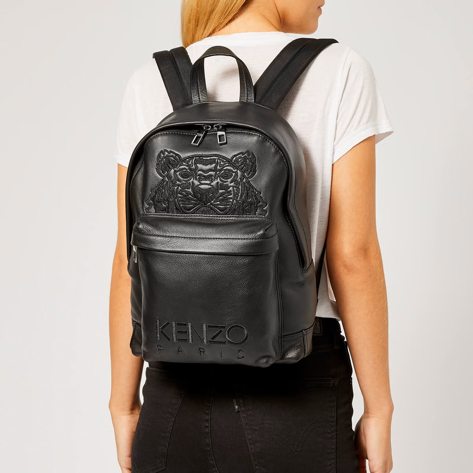Balo Kenzo Small Leather Rucksack Black Backpack 13