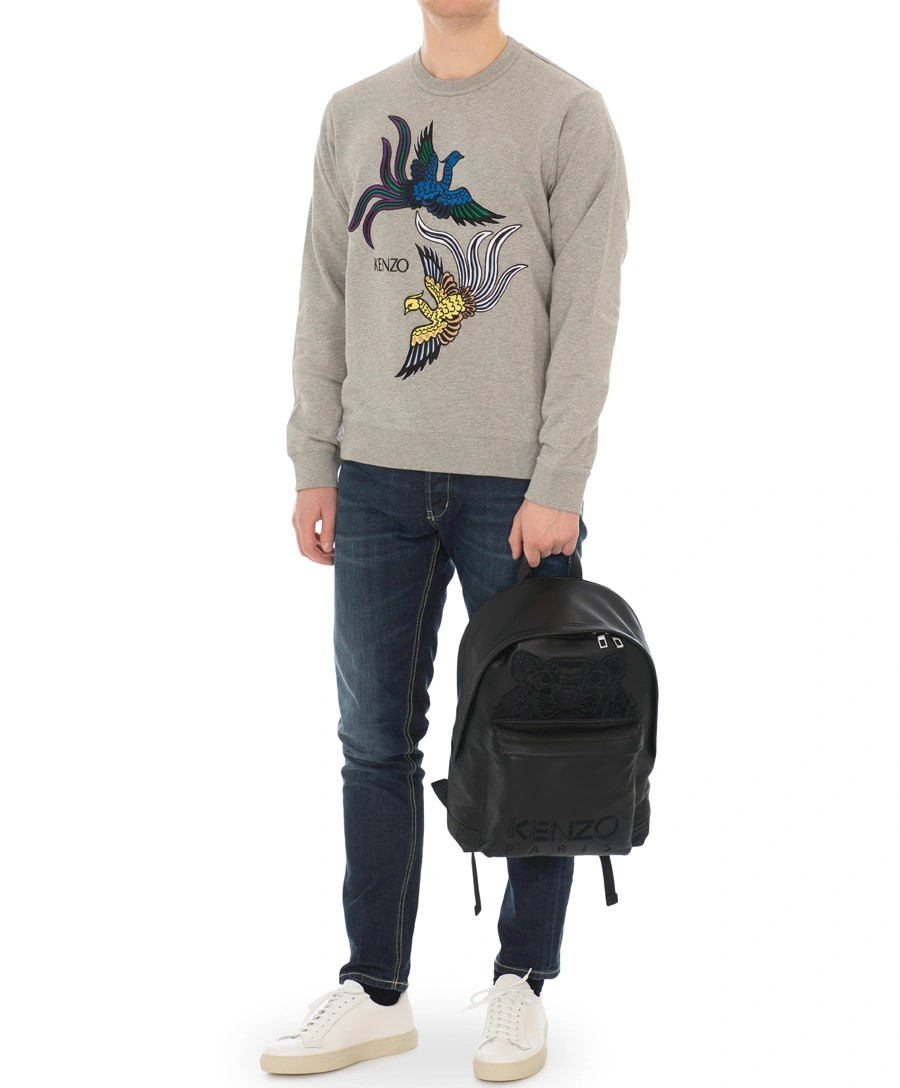 Balo Kenzo Small Leather Rucksack Black Backpack 11