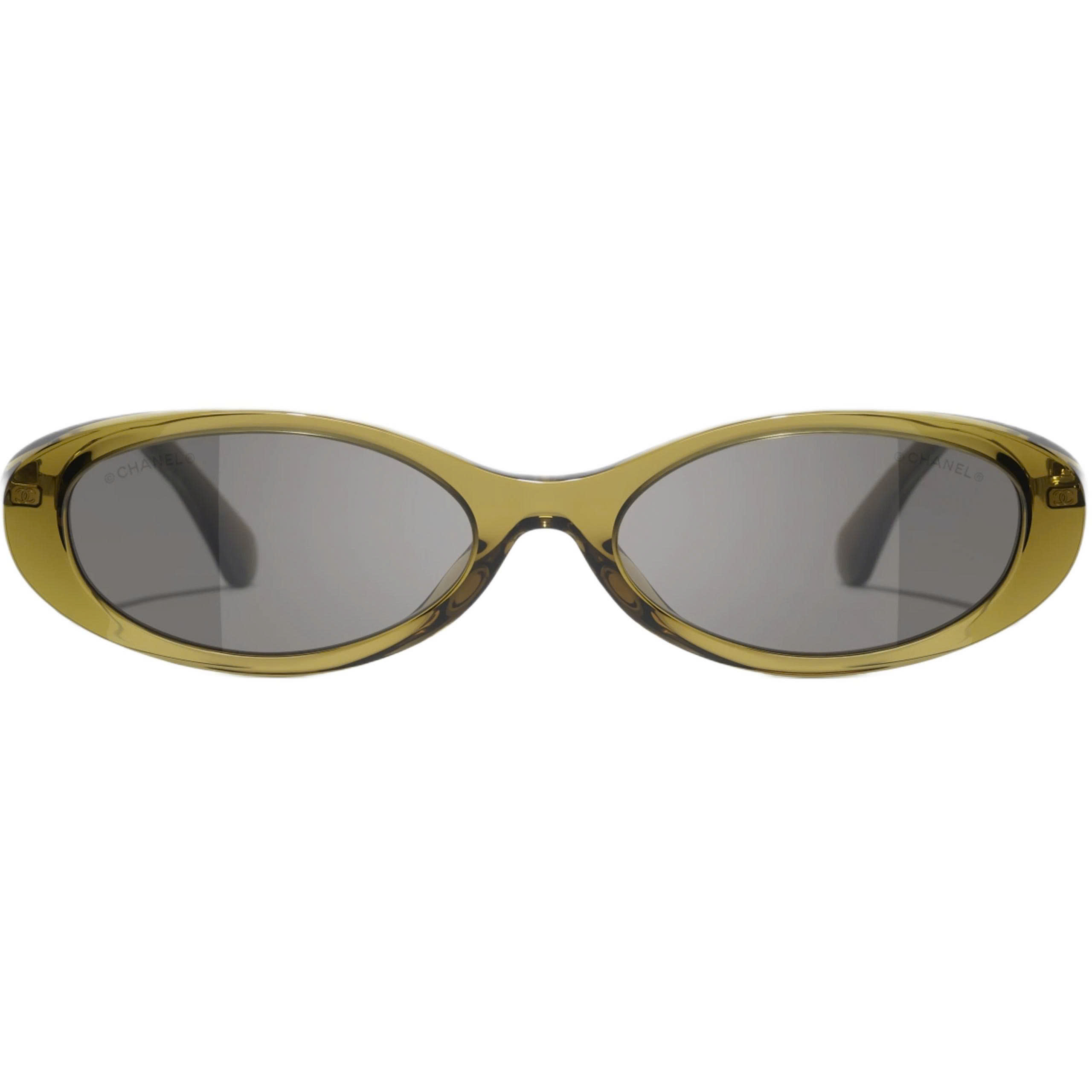 Mắt kính Chanel Oval Sunglasses Olive Frame Dark Brown Lenses 5565 1