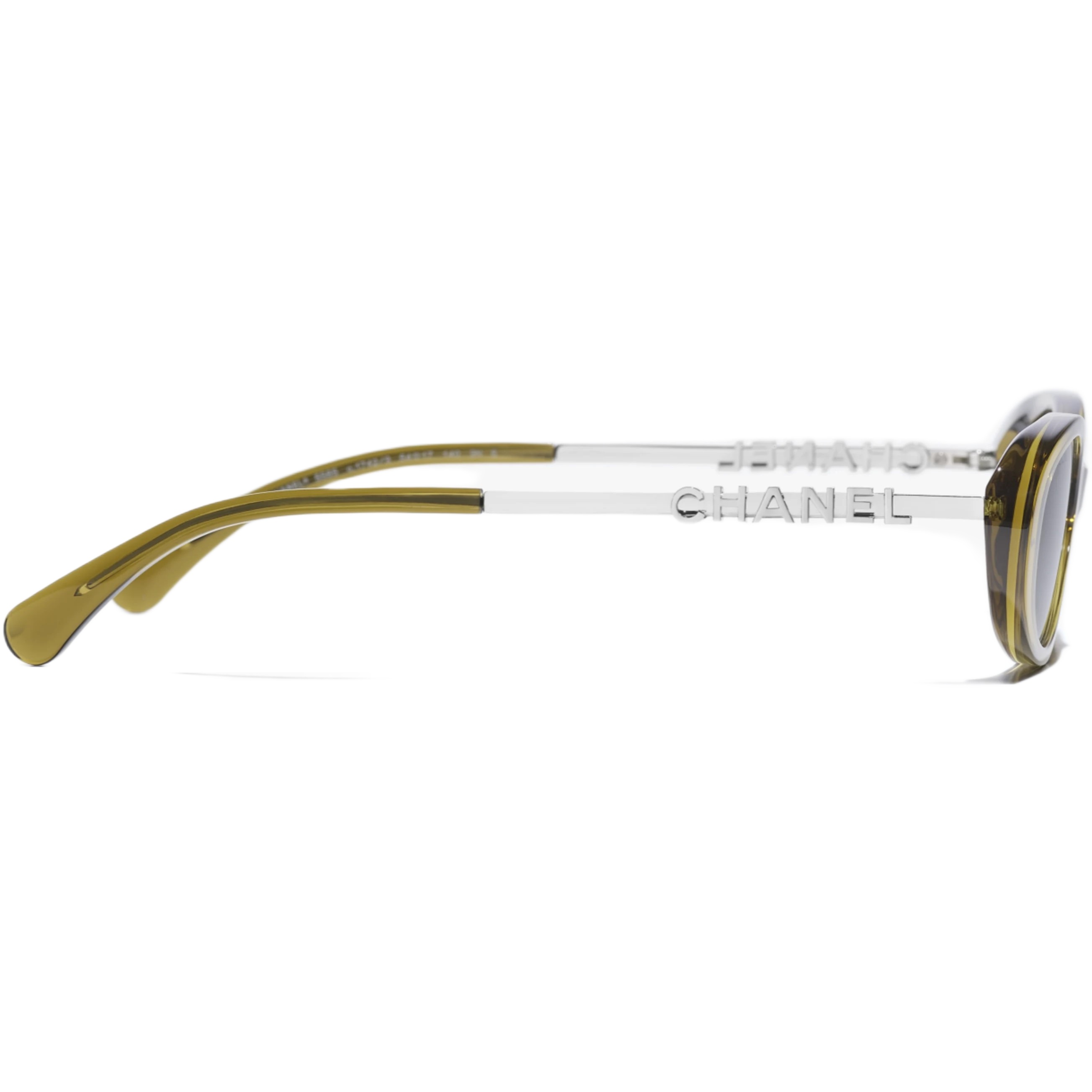 Mắt kính Chanel Oval Sunglasses Olive Frame Dark Brown Lenses 5565 4