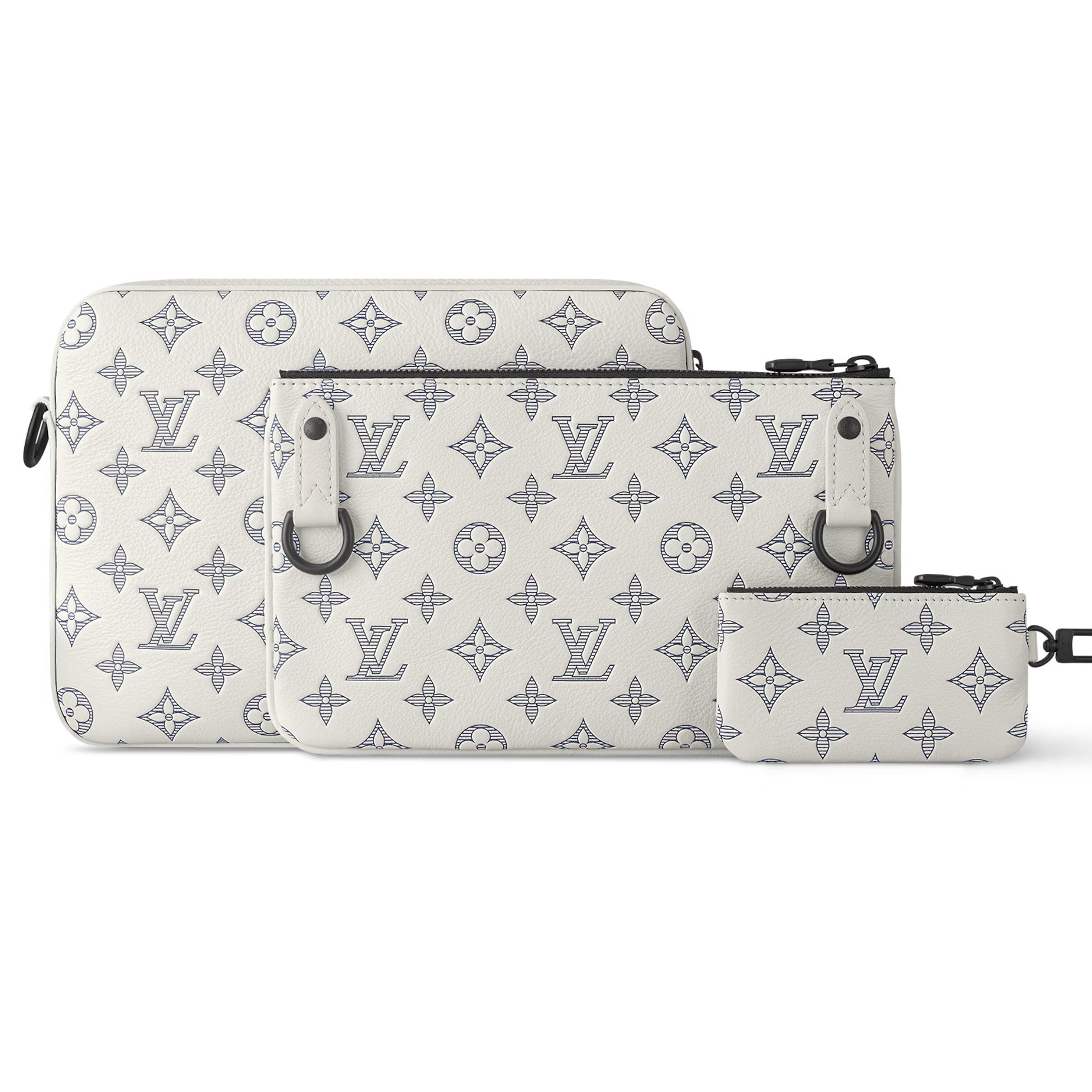 TÚI LV LOUIS VUITTON TRIO MESSENGER MONOGRAM SHADOW CALF LEATHER WHITE 4