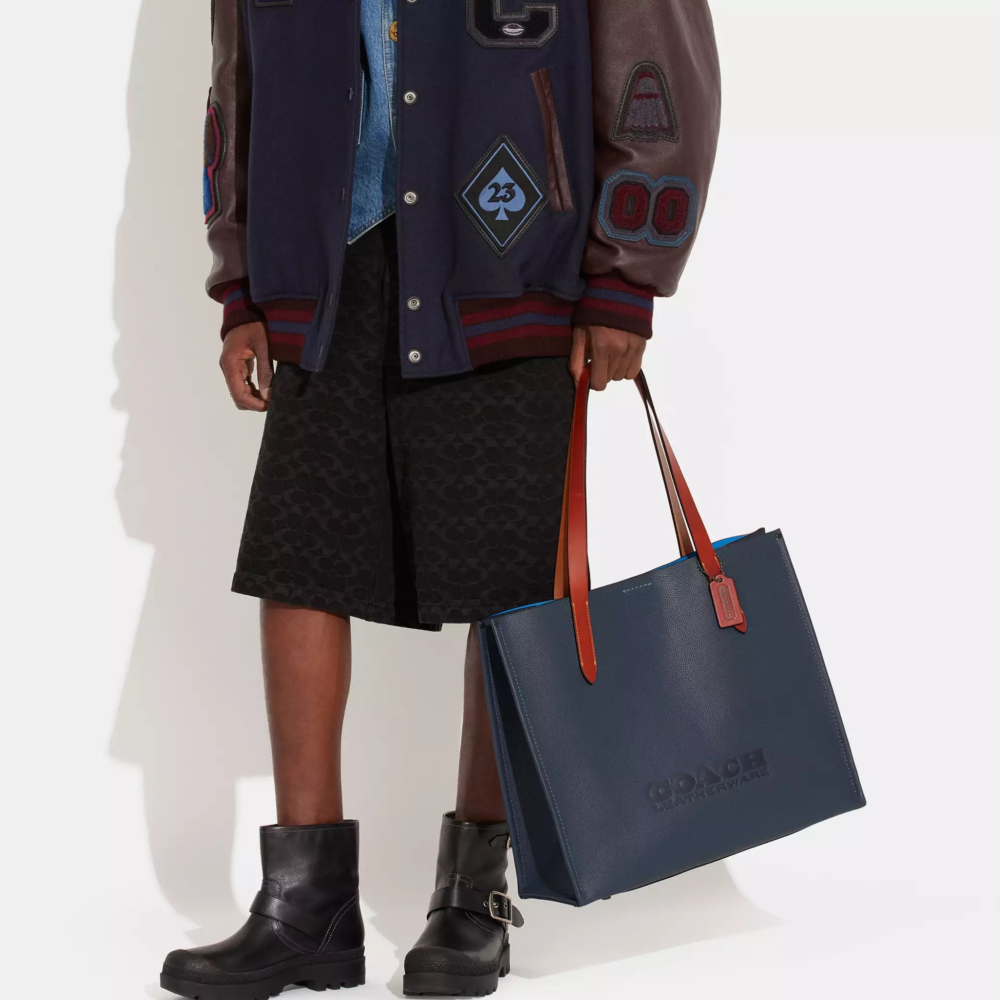 TÚI XÁCH COACH RELAY TOTE BAG 41 DENIM POLISHED PEBBLE LEATHER CH756 8