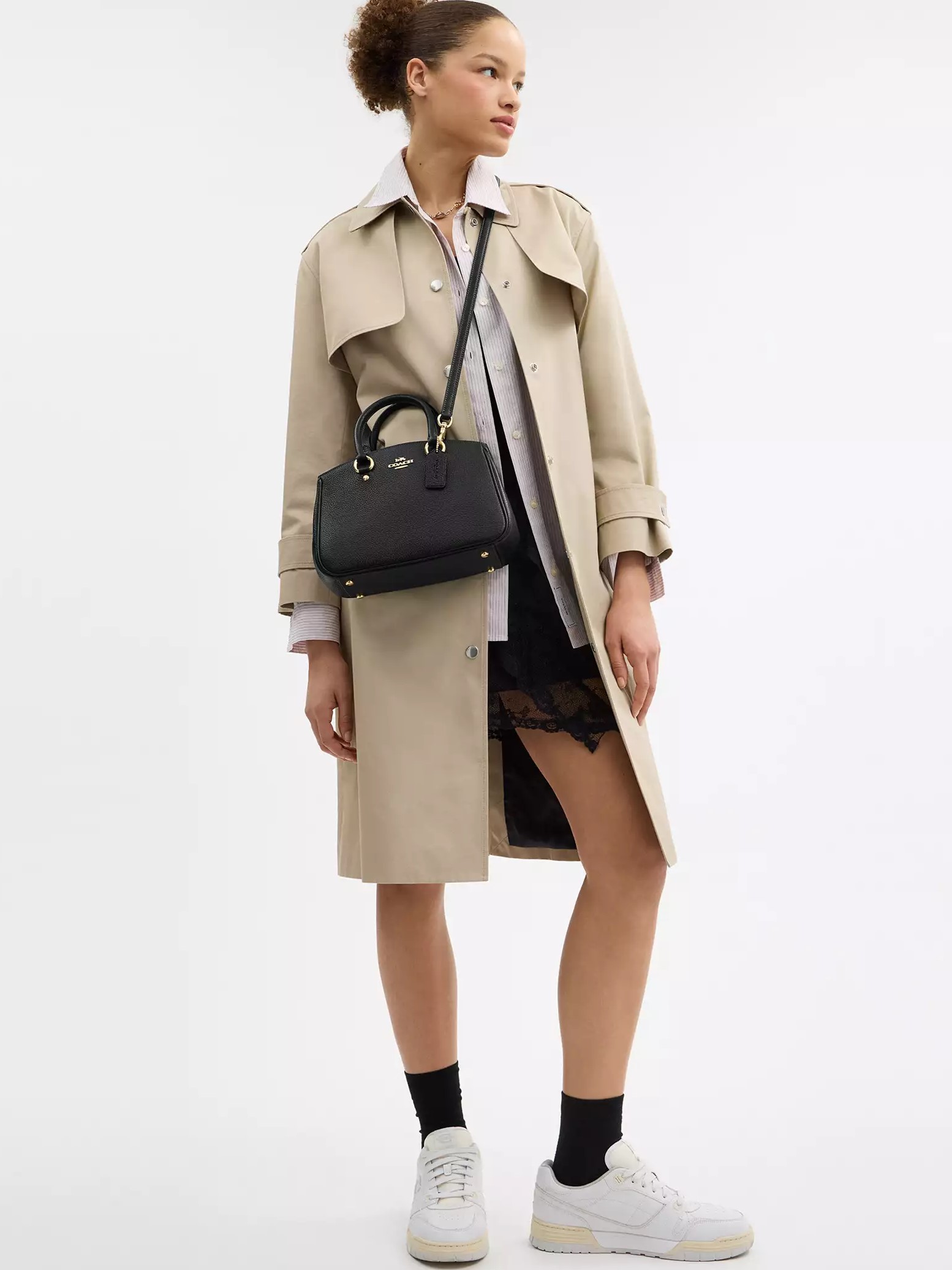 Túi Coach nữ Savannah Small Carryall Bag Pebbled Leather Black CAL54 7